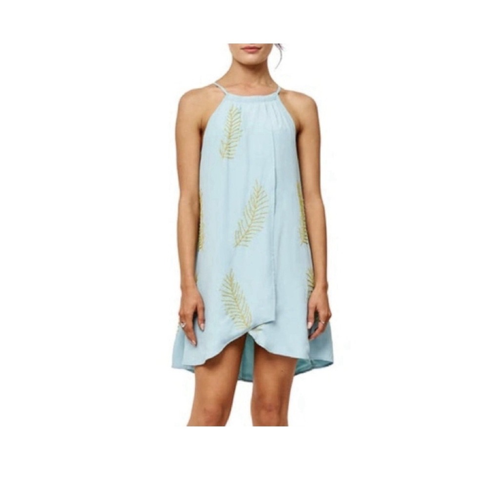 New‎ Ciebon Dress Light Blue Yellow Beaded Flowy Size Small $140 Org
